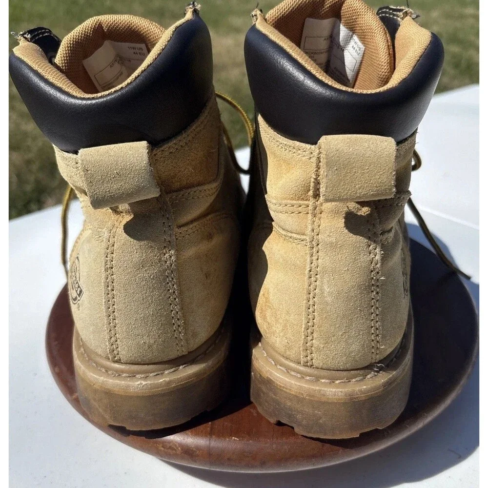 Dickies Work Boots Mens 11 W Tan Brown Steel Toe Suede Oil Resistant Lace Up